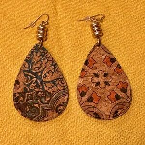 Plunder Boho Patterned Teardrop Earrings 3”